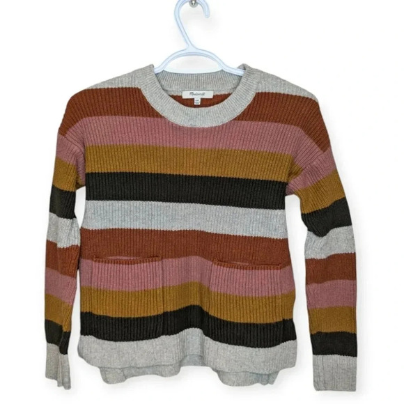 Madewell Arctic Ice Patch Pocket Pullover Sweater in Walton Stripe Women XXS - Picture 2 of 9